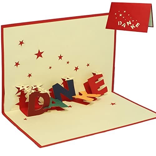 LINPopUp®, LIN-POP UP Karten Grußkarten Dankeskarten, Danke mit Sternen