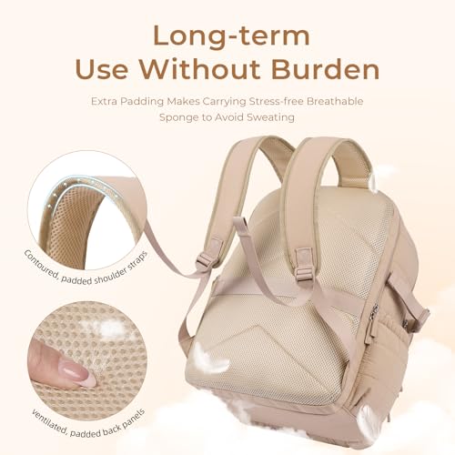 Image of CLUCI 17.3 Inch Laptop Backpack for Women, Anti Theft Travel Backpack, Puffer Quilted Work Backpack, Water Resistant College Bookbag, Carry on backpack with RFID (Khaki)