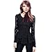 Aokin Women Scoop Neck Long Sleeve Lace Tunics Blouse Top (L, Black)
