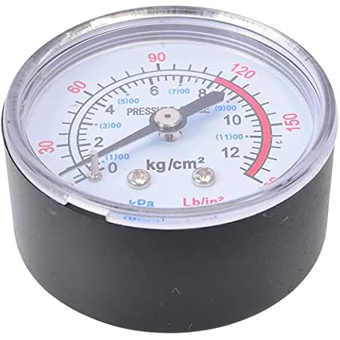 Air Pressure Gauge, Center Back Mount, 1/4" Male ZG Connection Size, 0-12 BAR,0-180 PSI Cover