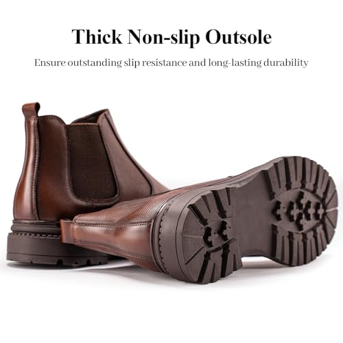 Image of OKKO Mens Chelsea Boots Genuine Leather Dress Boots for Men Classic Stylish Casual Slip On Ankle Boot for Men