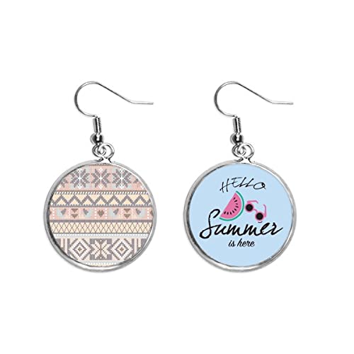 Pendientes de sandía con estampado de rombos y triángulos de alta definición 1
