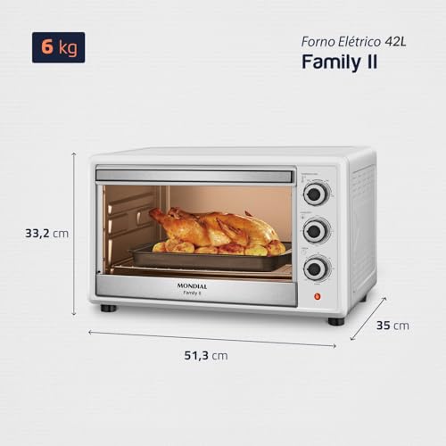 Forno Elétrico 42L Family II, Mondial, Branco/Inox, 1600W, 110V - FR-42-W