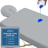 Waterproof Massage Table Sheets, Massage Table Cover Set 2- Piece Include Massage Fitted Sheet and Face Cradle Cover Ultra Soft & Skin-friendly Fit Massage Table & Facial Bed, Grey, 36×77×7