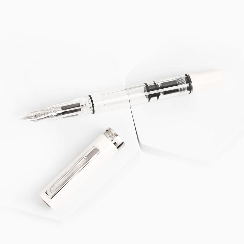 TWSBI Penna stilografica Eco White, Caricamento a stantuffo, Pennino in acciaio M, Resina, Lunghezza 13,9 cm