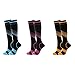 MINGCHE Medias de compresión para hombre y mujer, medias de apoyo hasta la rodilla, multicolor, cálidas, calcetines de invierno para correr, tratamiento de varices