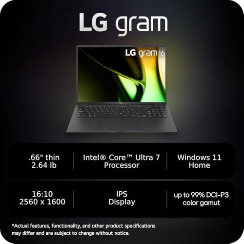 Image of LG gram 16 inch Laptop (Intel Core Ultra 7, 32GB RAM, 2TB SSD, Windows 11) + McAfee Total Protection 5-Device Security Software 1-Year Subscription