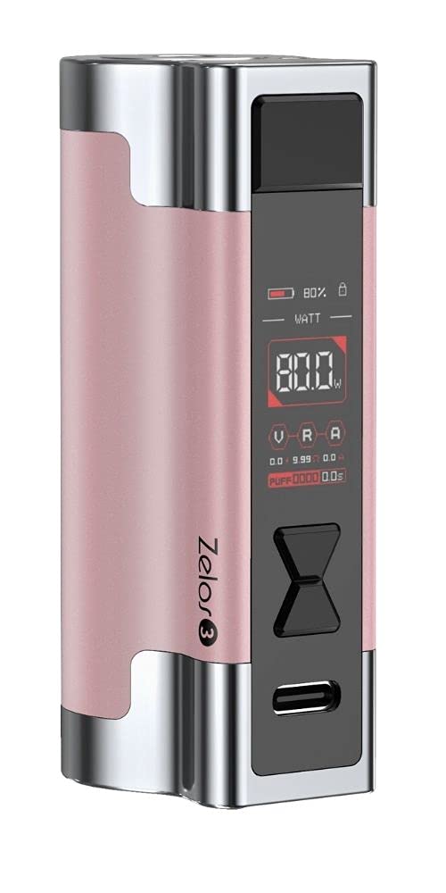 Aspire Zelos 3 Svapo Box Sigaretta Elettronica 80W Zelos Batteria 3200mAh (ROSA) con Display TFT a Colori da 0.96" e Ricarica Rapida 2A con Porta USB Type-C