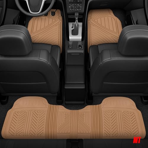 Motor Trend 3-Row Heavy Duty Rubber Floor Mats & Liners for Car SUV Van, Front 2nd & 3rd Row Durable Polymerized Latex Full Interior Protection, Extra-High Ridgeline Design, Beige by Motor Trend - Image 9