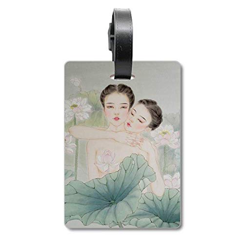 Étiquette de valise lotus style chinois pour sécuriser et identifier son sac de voyage