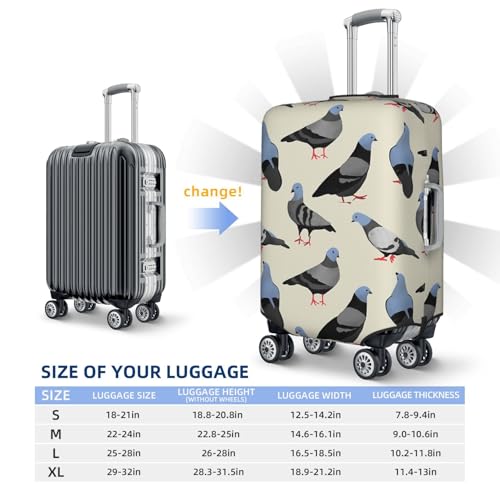 Pigeons Luggage Cover, Protective Washable Suitcase Cover - Travel High Elastic Fibers Suitcase Protector Fits X-Large3