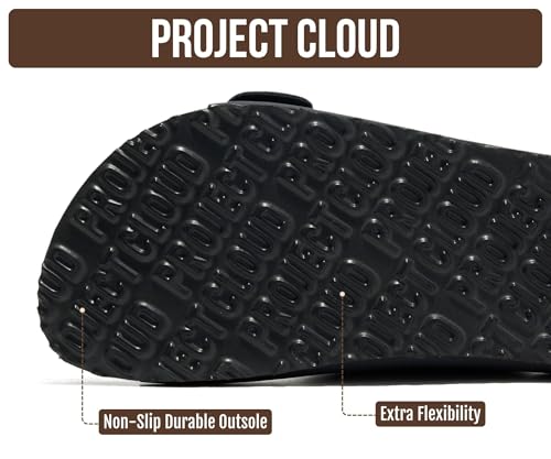 Image of Project Cloud 100% Genuine Leather Footbed Sandals for Women 2026 Comfortable Beach Essentials Womens Sandals Memory Foam Vacation Essentials Slides for Women Footwear (Santorini)