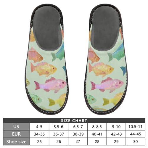Slippers for Women Colorful Fish Pattern Soft Fuzzy Women's Slippers Indoor and Outdoor Shoes3