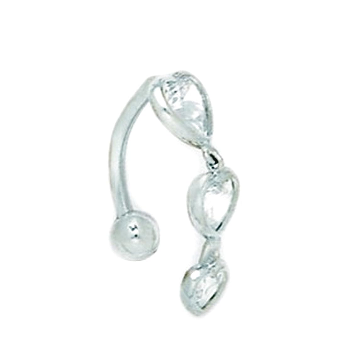14 Karat Weißgold CZ Zirkonia Kunstdiamant 14 Gauge Dreifache Liebe Herzen Körperschmuck Bauchnabelring Maße 21 x 8 mm Schmuck Geschenke für Frauen, Metall, Zirkonia