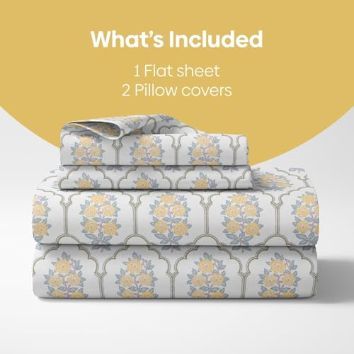 Image of Haus & Kinder Bed Sheet Double Bed | 100% Combed Cotton 186 TC Queen Size Bedsheet | 100 X 90 Inches Double Bed Bedsheet with 2 Pillow Covers | Soft, Chic, Cozy, - Celebration in Bloom
