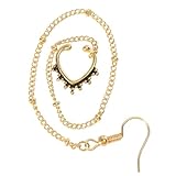 Garneck Piercing Nariz en Forma de U, Anillo Metálico Creativo Dorado Tamaño 25, Cadena Larga para Punción Nasal, Joyería para Cuerpo Adecuado para Fiestas y Club