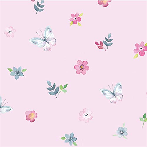 GLOW4U Decorative Floral Butterfly Pattern Contact Paper Self Adhesive Shelf Drawer Cabinets Liner Arts and Crafts Vinyl Paper (Pink, 17.7x78.7 Inches)