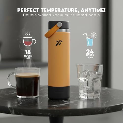 Image of VBOTT GENFLASK ZEMI -800 ml|Thermosteel Flask with Carrying Loop| SS 304 Water Bottle|Hot /Cold-18 /24 hrs|Insulated Bottles|Black /Mango Colour|Multipurpose