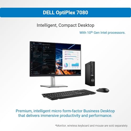 Image of Dell OptiPlex 7080 Micro Form Factor Mini Business Desktop, Intel Core i5-10500T Processor, 16GB RAM, 256GB PCIe SSD, RJ45, DisplayPort, Wi-Fi 6, Windows 11 Pro