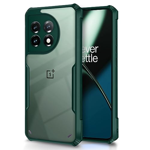 Image of Pikkme OnePlus 11 5G Back Cover | Crystal Clear Transparent Back | Ultra Hybrid | Full Camera Protection | Raised Edge | Bumper Back Case (Green)