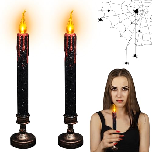 Ya en mundofriki.es: GAROMIA Velas de Halloween, 2 unidades, sin llama que gotean sangre, velas LED para Halloween, velas decorativas para Halloween, decoración de mesa con base de vela