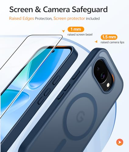 Image of FNTCASE for Google Pixel 10a Case: [Compatible with Magsafe] Translucent Matte Cases with [Screen Protector] Military Grade Shockproof Protective Magnetic Phone Cover for Pixel 10A - Blue