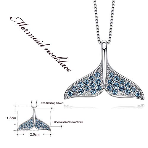 Collier en cristal argent sterling 925 pendentif queue de sirène femme