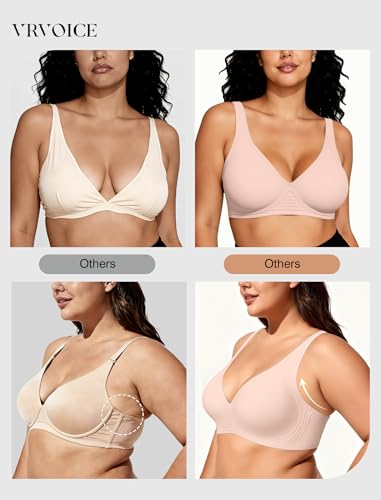 Image of Deep V Wireless Jelly Bras for Women Push Up Bralette Seamless No Underwire Support T-Shirt Comfort Plunge Full Coverage