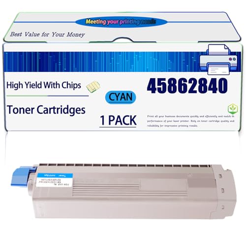 Compatible for Okidata OKI 45862840 Toner Cartridges MC873dnct MC873dnv MC883dn MC883dnct MC883dnv Printers, High Yield 8300 Pages, with Chip (1 Pack Cyan)