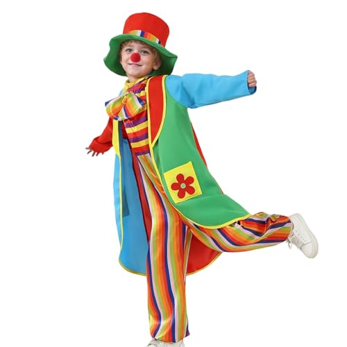 Dasongff Halloween - Disfraz de payaso asesino infantil con sombrero y nariz payaso, terrificar payasos, mono para Halloween, carnaval, fiesta, bromista, circo Cosplay, amarillo, 6 años