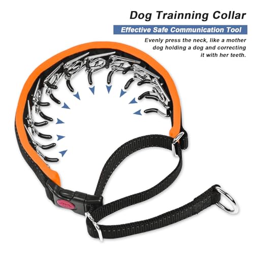 Image of Heavy Duty Nylon No Pull Dog Collar with Buckle, Adjustable Anti Pull Reflective Slip Collar for Large Medium Small Dogs - M Orange