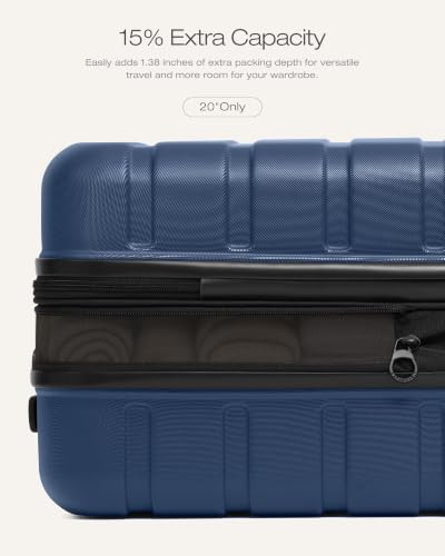 Image of Coolife Luggage Set, Lightweight Durable Hardshell, 3 piece, Navy Blue | Upgraded Polycarbonate Shell Suitcase,360 Spinner Double Wheels,Expandable(20''only),Tsa Lock,Aluminum Handle,Nested Design