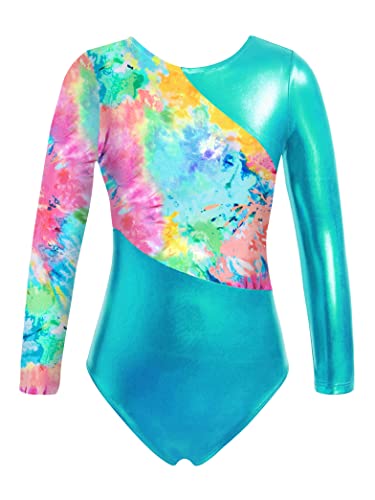 Girls Metallic 2 Pcs Dance Outfit Cutout Back Gymnastics Leotard with Shorts Biketard Unitard3