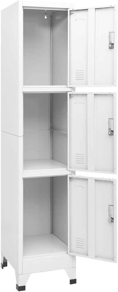 Metal Locker,Industrial Metal Locker Cabinet 38x45x180 cm, 3 Lockable Doors for Secure Storage, 3 Compartments, Perfect for Gym, Office, Changing Room, Durable and Stylish Design