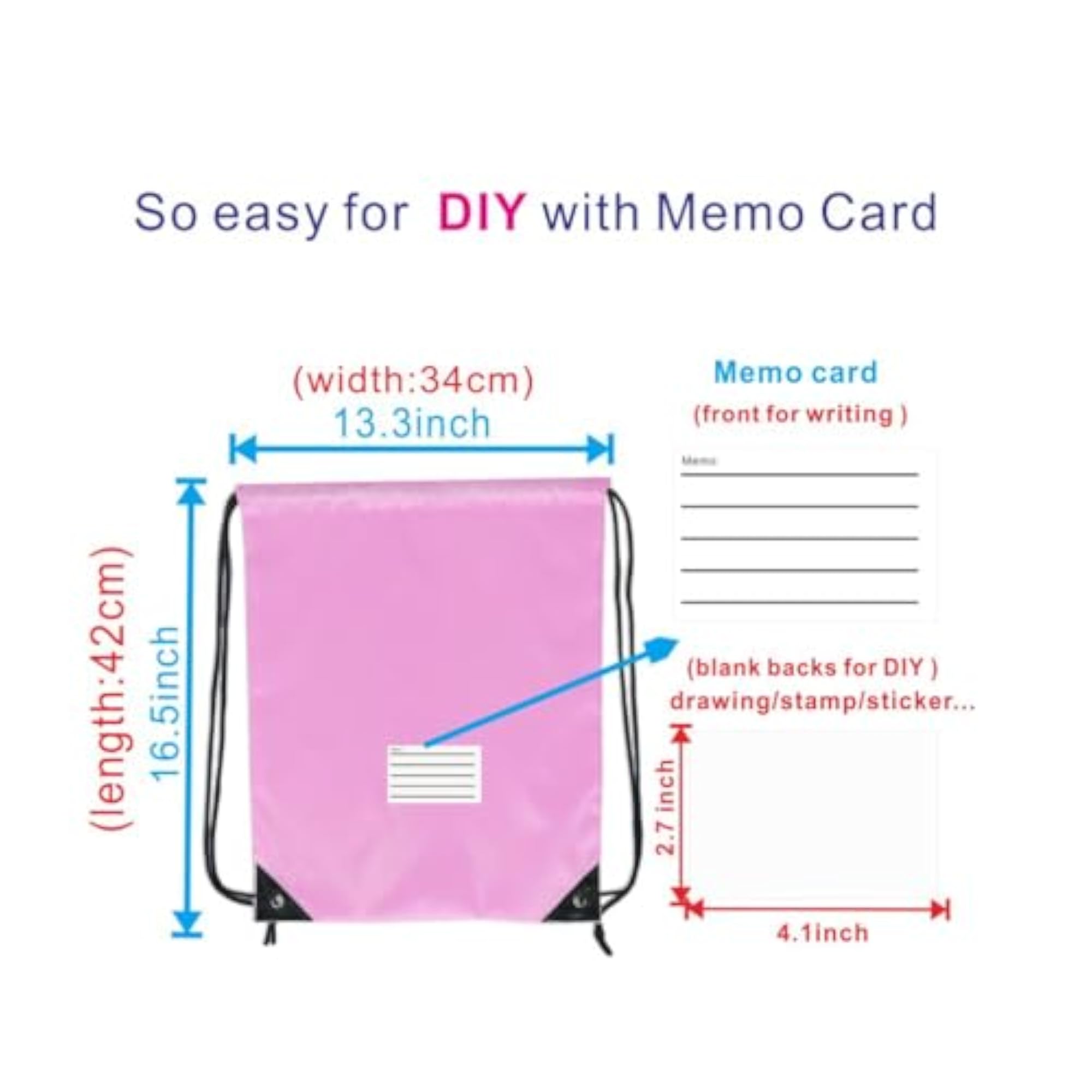 Drawstring Backpack, Pink Cinch Bag for Gym & Travel