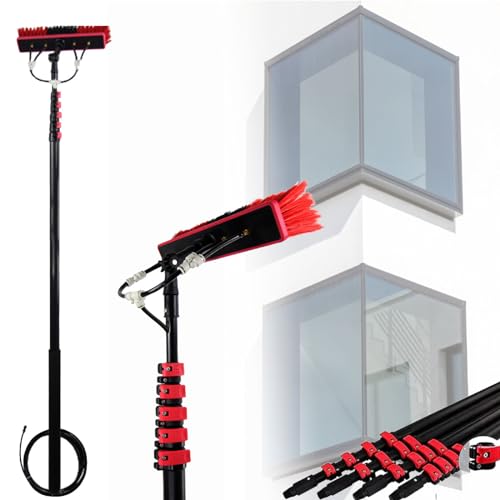 Brosse pour panneaux solaires rotative et hydro-alimentée à manche extensible