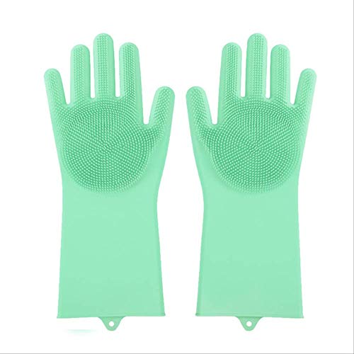 Preisvergleich Produktbild Magische Waschhandschuhe, Silikon-Reinigungshandschuhe Küche Scrubber Gummi Handschuhe Haushaltsreinigungswerkzeug 31 * 12cm hellgrün