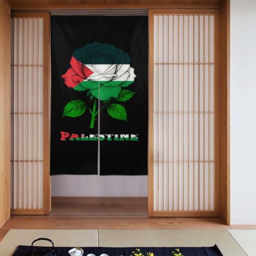 Palestinian Flag Rose Pattern Door Curtain