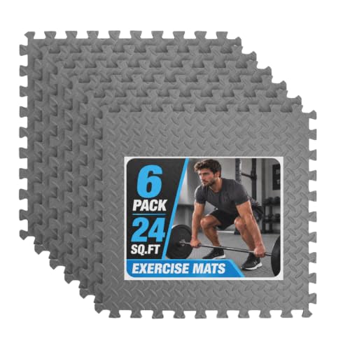Image of Art3d EVA Puzzle Exercise Mats, 24 inchx24 inch, 1 /2 inch Thick,6-Pack,Grey