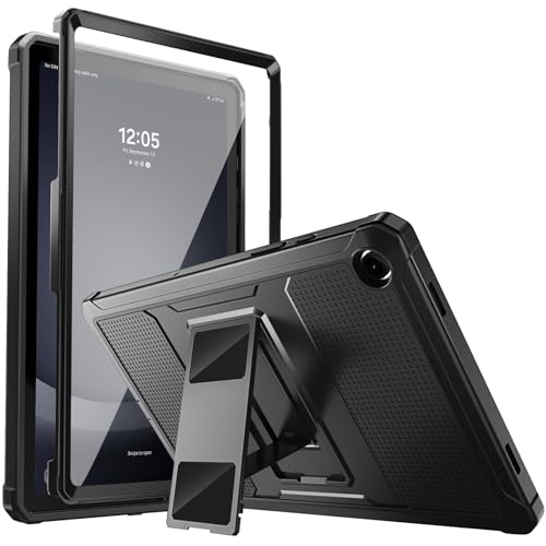 Image of MoKo Shockproof Case Fit Samsung Galaxy Tab A9+ / A9 Plus 11 Inch, Black | Full Body Rugged Stand Back Cover with Built-in Screen Protector for Galaxy Tab A9+ / A9 Plus Tablet