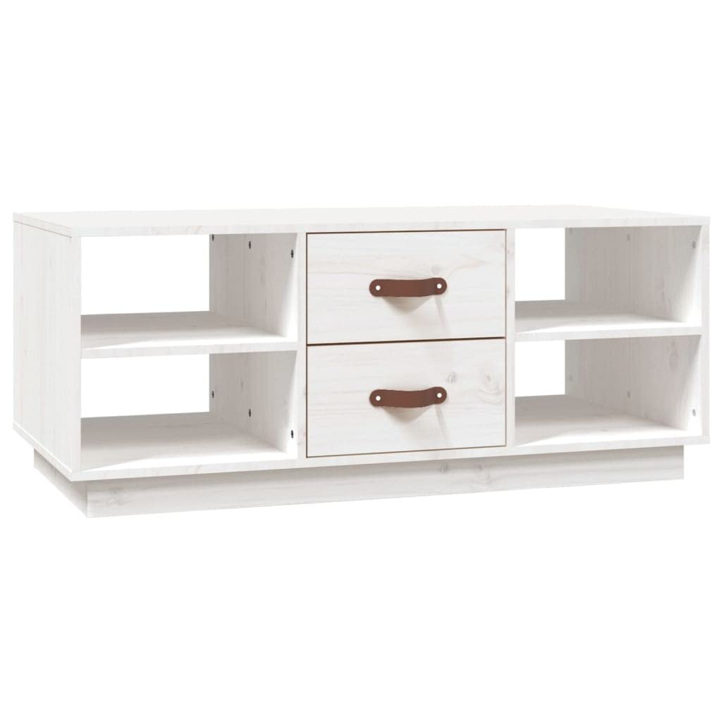 Table basse blanche en pin massif pour vos moments thé et soirées canapé dans le salon