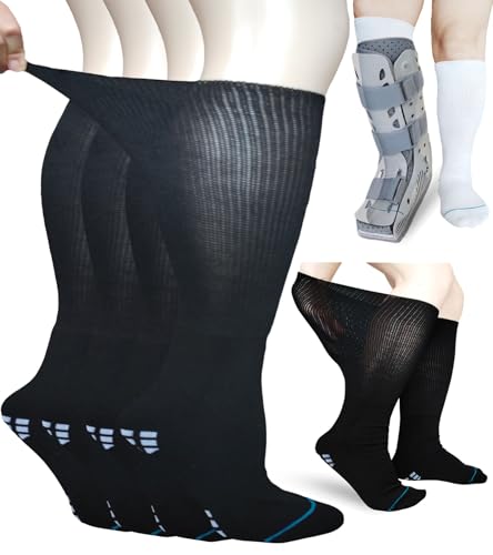Walking Boot Sock Replacement Extra-Wide Knee High Socks for Foot Brace,Fracture Boot Men & Women 2 Pairs