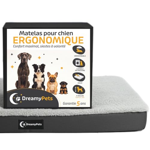 SWEET NIGHT Panier/Tapis pour Chien - Coussin Imperméable - Matelas XXL Déhoussable et Lavable - Ergonomique etOrthopédique - Lit Doux et Confortable -...