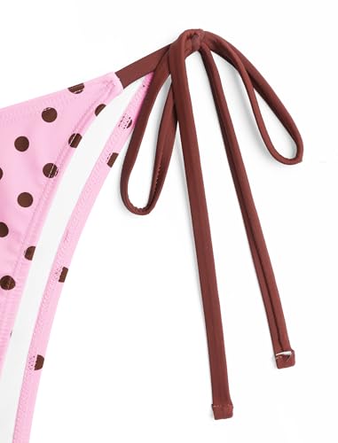 Image of ZAFUL Women's Polka Dot Bikini Set Double Layer Halter Swimsuit Colorblock Side Tie 2 Piece Bathing Suit
