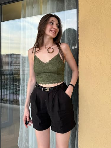 Image of Avidlove Lace Bralette for Women Spaghetti Strap Tank Top V Neck Slim Basic Camisoles
