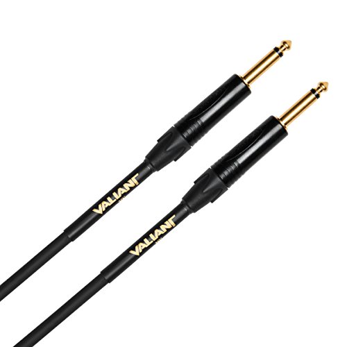 Valiant Instrument Gold-10, Guitar Instrument Cable, Made In Usa, 1/4” Ts Male Plugs, Gold Contacts, Straight Connectors, 10 Foot #TOP4