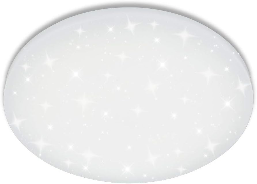VINGO 16W LED Deckenbeleuchtung rund Deckenlampe Starlight Effekt schön Wohnraum Wohnzimmer Lampe Weiß [Energy Class A++]