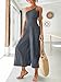 ANRABESS Women's Summer Straps One Shoulder High Waist Dressy Casual Wide Leg Linen Jumpsuit Romper Beach Travel Outfits Gray Blue Small