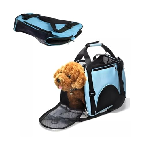 Bolsa De Transporte Para Cães Gatos Azul Dobráve Para Viagem