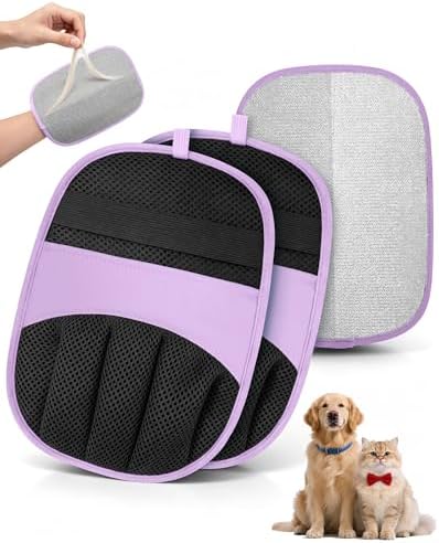 RZPTL 2er Pack Tierhaarentferner Handschuh, Fell Magnet für Hunde und Katzen (Violett)